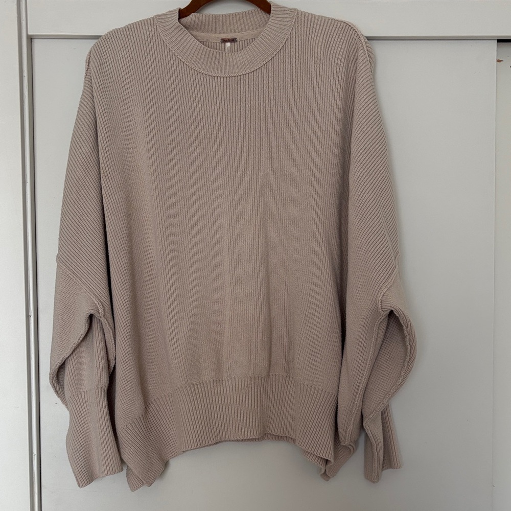 FREE PEOPLE Easy Street Tunic Sweater in Cream, Size Small